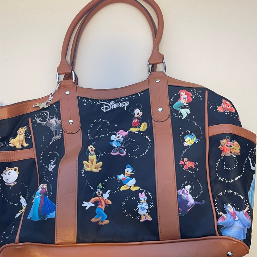 The Bradford Exchange Disney Black and Brown Travel Bag with Tinkerbell Charm
